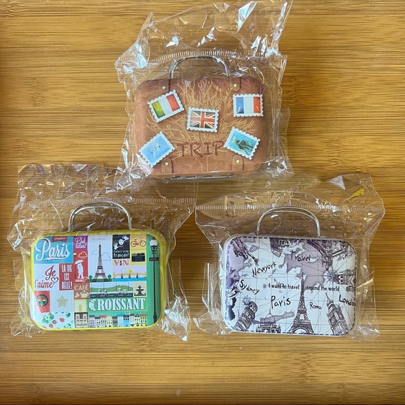 New 3pcs Europe Style Vintage Suitcase Shape Metal Tin Can container - Picture 7 of 14